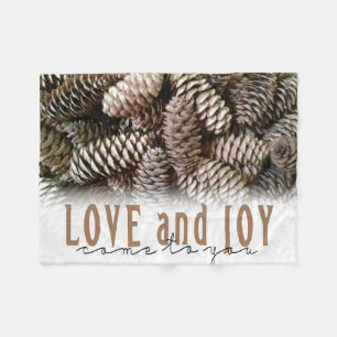 Couverture Polaire Rustic Holiday Love and Joy Pine Cone