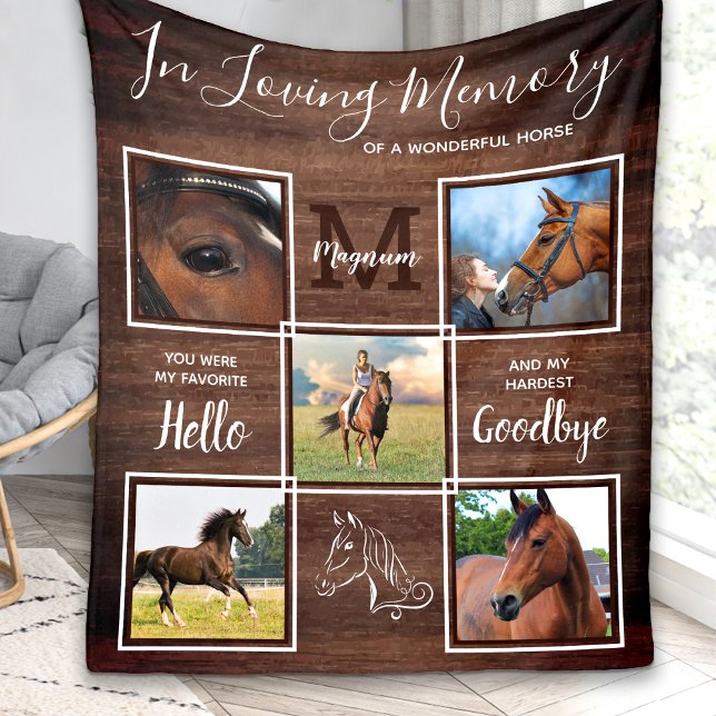 Couverture Polaire Rustic Horse Memorial Personalized Pet Loss Photo (Créateur téléchargé)
