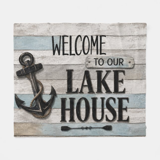 Couverture Polaire Rustic Lake House Anchor Nautical Coastal  (Devant (Horizontal))