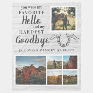Couverture Polaire Rustic Pet Horse Personnalisé Photo Memorial