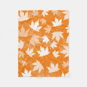 Couverture Polaire Rustique Automne Feuilles Motif