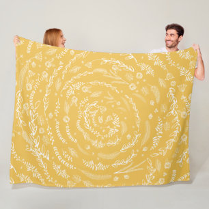 Couverture Polaire Rustique Floral Garland Folk Art Motif Fleece