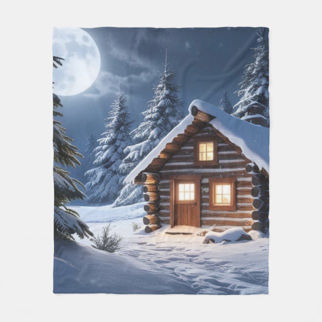 Couverture Polaire Rustique Moonlight Cosy Cabine d'hiver (Devant)