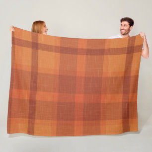 Couverture Polaire Rustique Orange Automne Plaid Tartan Enveloppement