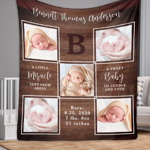 Couverture Polaire Rustique Personnalisé 5 Photo Collage Nouveau bébé