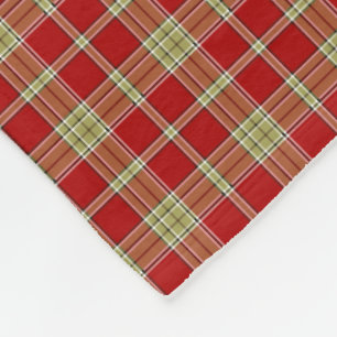 Couverture Polaire Rustique rouge et vert clair Motif plaid