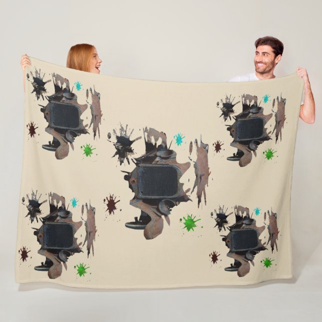 Couverture Polaire Rustique Vintage Car Grunge Art, (En situation)
