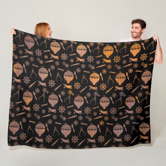 Couverture Polaire Rusty Steampunk Balloon Thème (En situation)