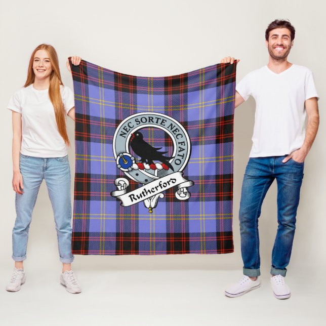 Couverture Polaire Rutherford Clan Badge Tartan Plaid (En situation)