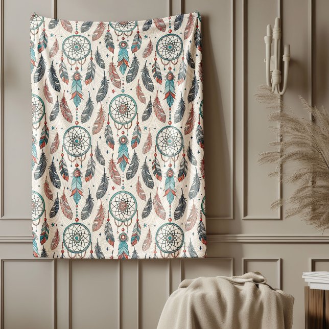 Couverture Polaire Sacré-attrapeur tribal intemporel de textiles auto (Sacred Native Textile Timeless Tribal dreamcatcher Fleece Blanket)