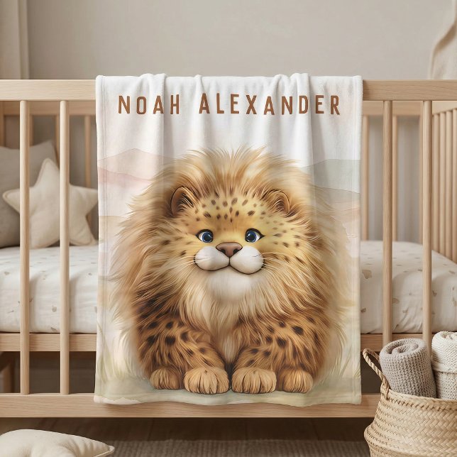 Couverture Polaire Safari Cute Zuberi The Fluffy Leopard Name Kids (Créateur téléchargé)