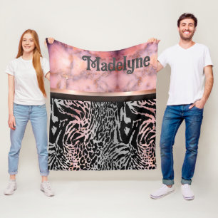Couverture Polaire Safari de tigres rose marbre