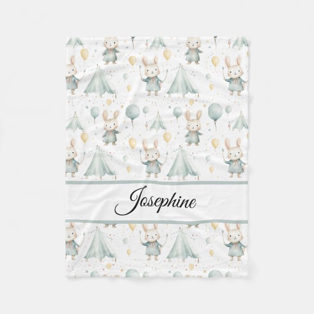 Couverture Polaire Sage Bunny Dreams Bébé Personnalisé (Devant)