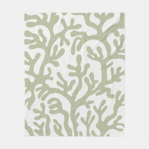 Couverture Polaire Sage Green esthétique Liquide Formes organiques Mo