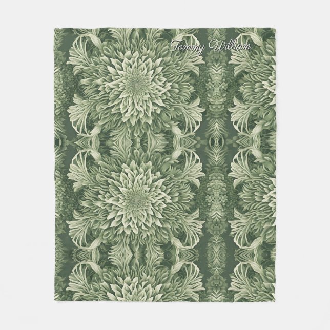 Couverture Polaire Sage Green Floral Élégant (Devant)