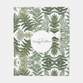 Couverture Polaire Sage Green Floral Élégant