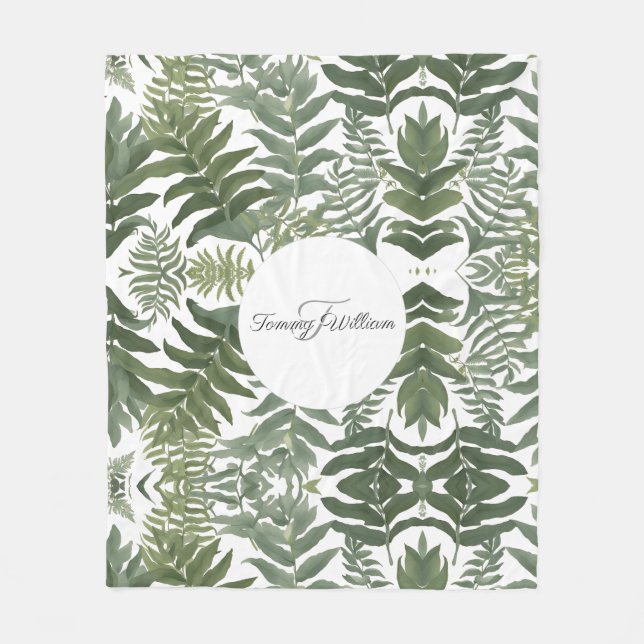 Couverture Polaire Sage Green Floral Élégant (Devant)