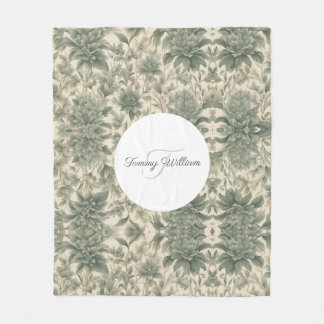 Couverture Polaire Sage Green Floral Élégant