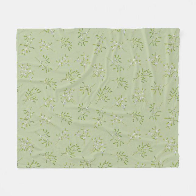 Couverture Polaire Sage Green Mistletoe Hiver Fleece Blanket (Devant (Horizontal))