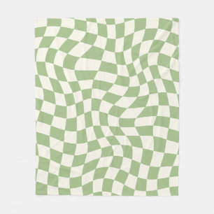 Couverture Polaire Sage Green Psychedelic À damiers Super Grid Patte