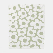 Sage Green Retro Super Baby Flowers Motif