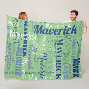 Couverture Polaire Sage moderne Vert Long nom Motif répétitif