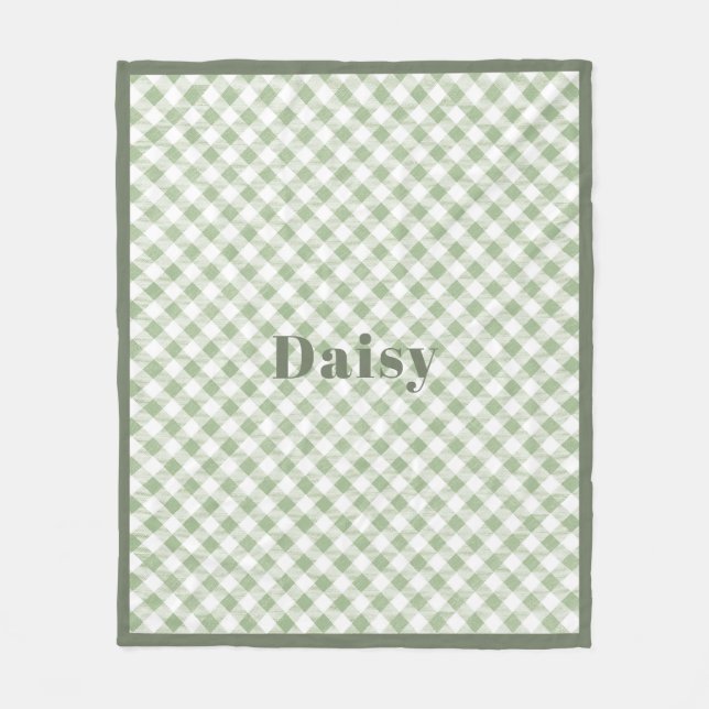 Couverture Polaire Sage naturel rustique En vichy Plaid (Devant)
