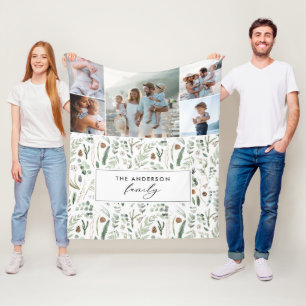 Couverture Polaire Sage vert botanique élégante famille moderne 5 pho