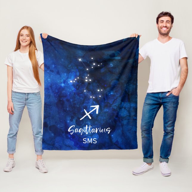 Couverture Polaire Sagittaire Zodiac Constellation Galaxie Monogramme (En situation)