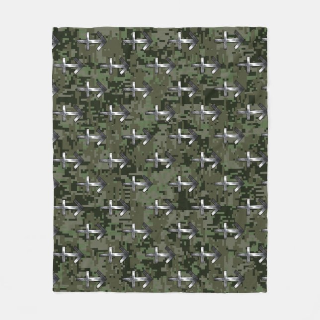 Couverture Polaire Sagittarius Zodiac Sign on Woodland Camouflage (Devant)