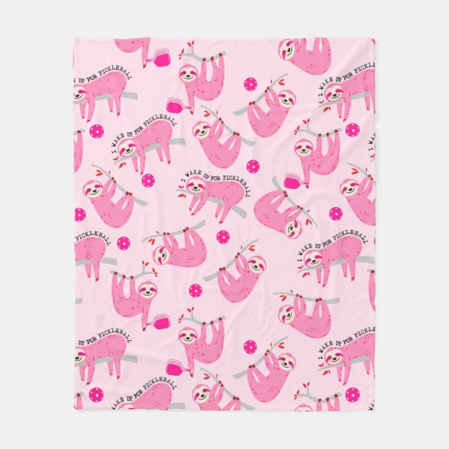 Couverture Polaire Saignées de pickleball rose mignonne 🦥 (Devant)