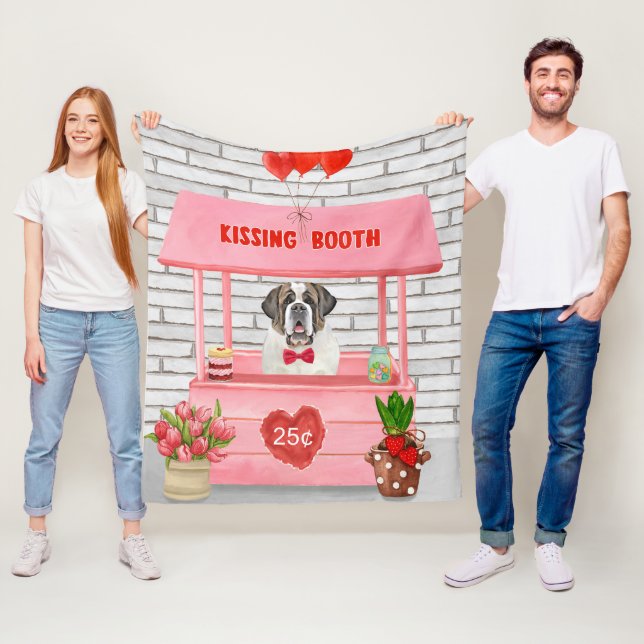 Couverture Polaire Saint Bernard Chien Saint Valentin Booth de baiser (En situation)