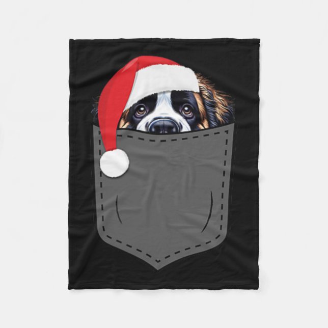 Couverture Polaire Saint Bernard Chien Santa Chapeau Pocket Fun X (Devant)