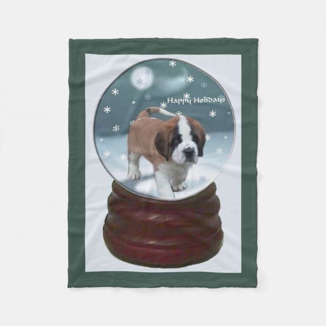 Couverture Polaire Saint Bernard Puppy Noël (Devant)