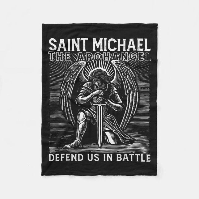 Couverture Polaire Saint Michel catholique chrétien Saint nous défend (Devant)