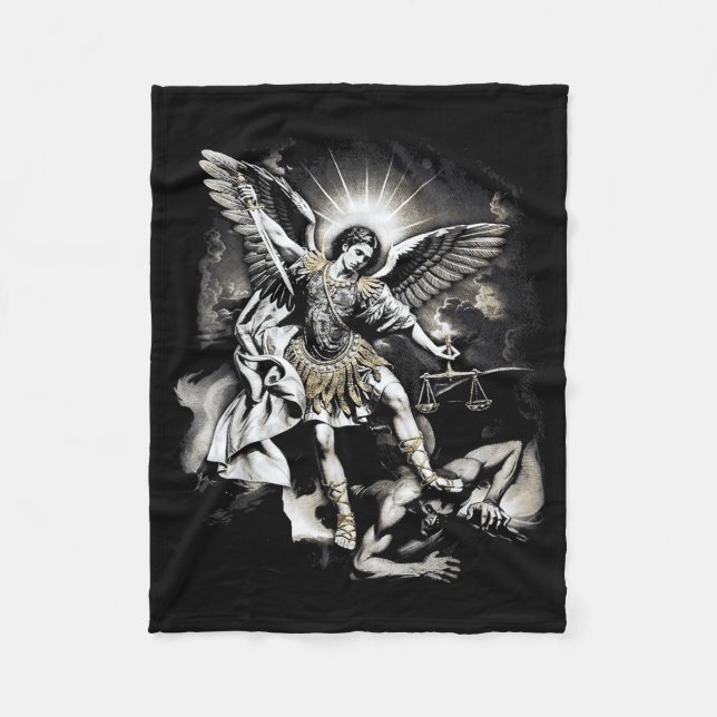 Couverture Polaire Saint Michel vainquant Satan Archange Guerrier  (Devant)