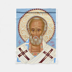 Couverture Polaire Saint Nicolas de Myre Art Orthodoxe de Grande Qual