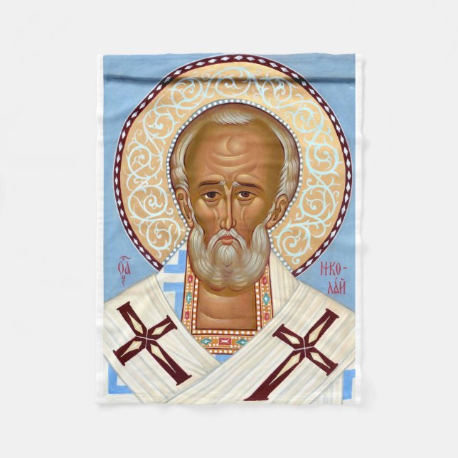 Couverture Polaire Saint Nicolas de Myre Art Orthodoxe de Grande Qual (Devant)