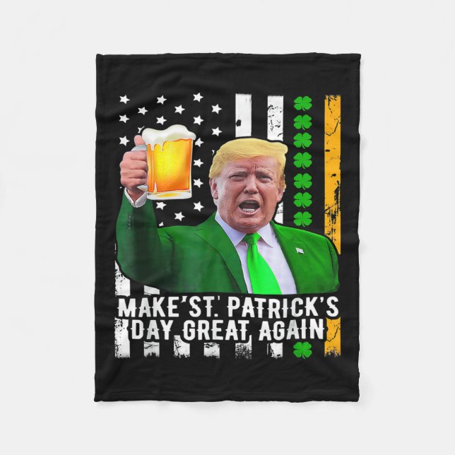 Couverture Polaire Saint Patrick's Day Great again Funny Trump 1 (Devant)
