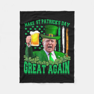 Couverture Polaire Saint Patrick's Day Great again Funny Trump 3