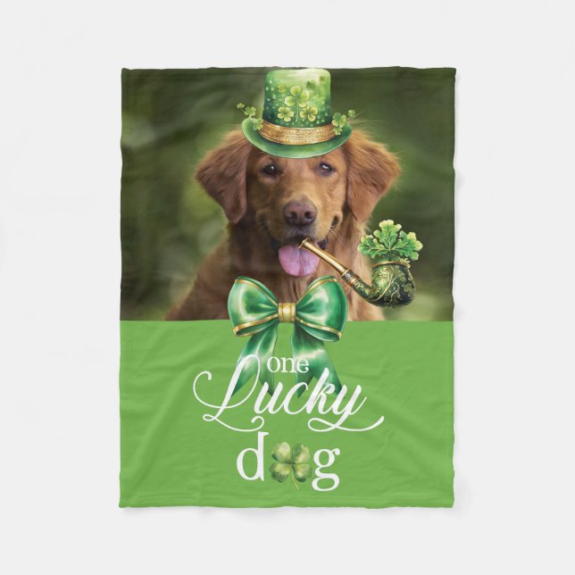 Couverture Polaire Saint Patrick's Day Lucky Dog Funny Photo personna (Devant)