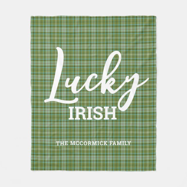 Couverture Polaire Saint Patrick's Day Lucky Irish Green Family Monog (Devant)