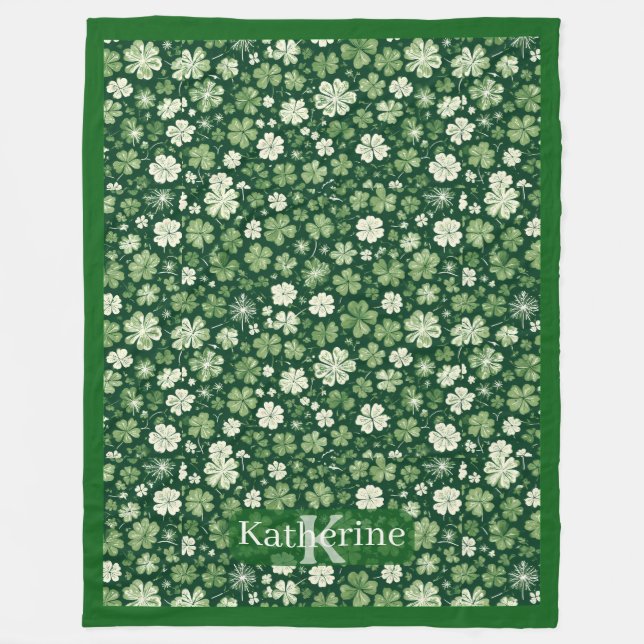 Couverture Polaire Saint Patricks Day Raining Shamrocks 4 Leaf Clover (Devant)