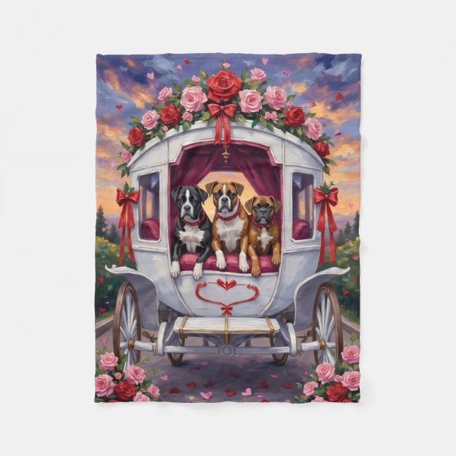 Couverture Polaire Saint-Valentin Chien Boxer  (Devant)