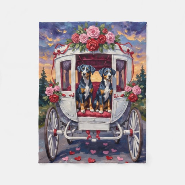 Couverture Polaire Saint-Valentin Chien Heeler Bleu (Devant)