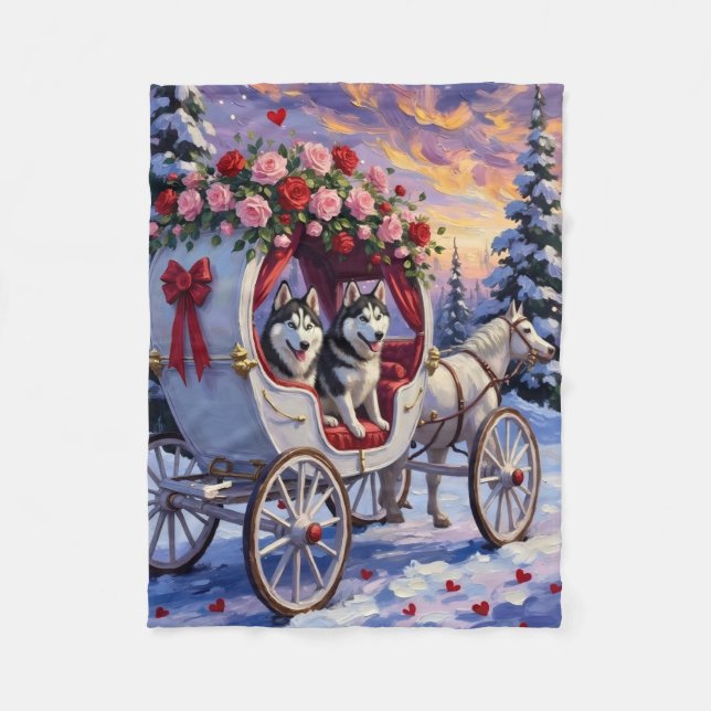 Couverture Polaire Saint-Valentin Chien Husky Sibérien (Devant)
