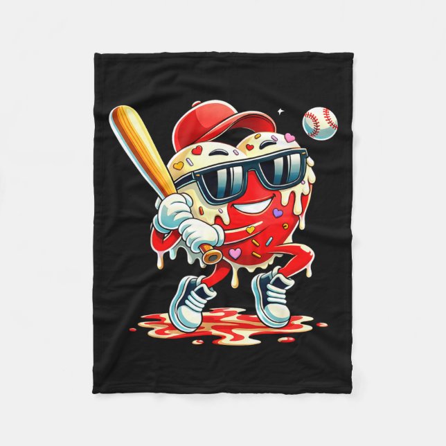 Couverture Polaire Saint-Valentin Cœur Baseball Goutte Crème Glacée G (Devant)