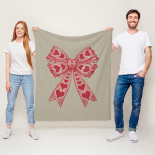 Couverture Polaire Saint-Valentin Cœur Coquette nœud Rétro Saint-Vale