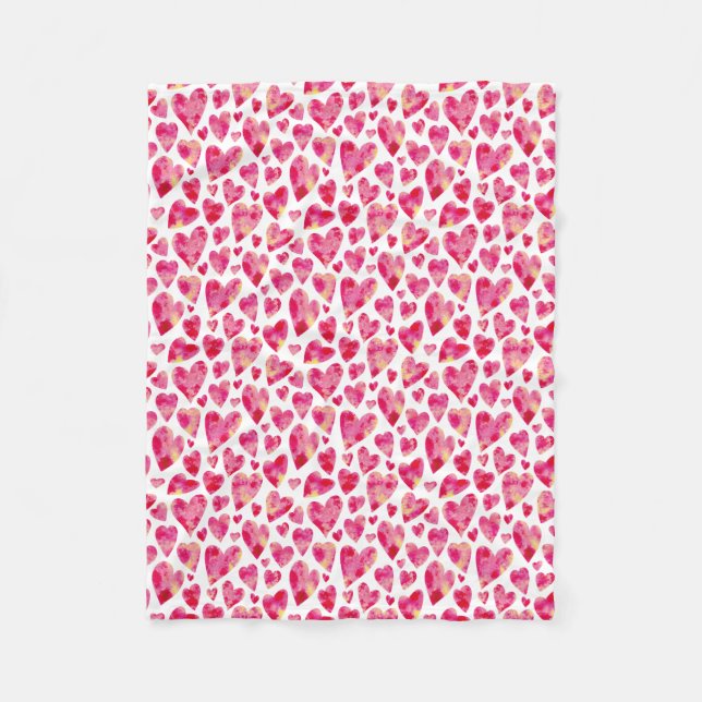 Couverture Polaire Saint Valentin Coeur d'amour rose (Devant)