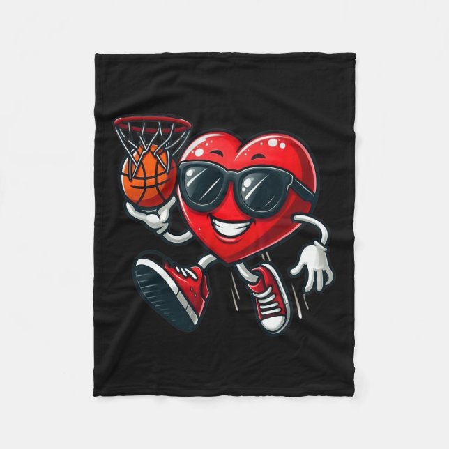 Couverture Polaire Saint Valentin Coeur Dunking Basketball Garçons Fi (Devant)